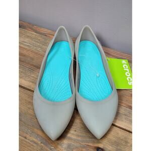 Crocs Shoes Womens Rio Slip On Pointed Ballet Flats Platinum Pool 16265 Size 8